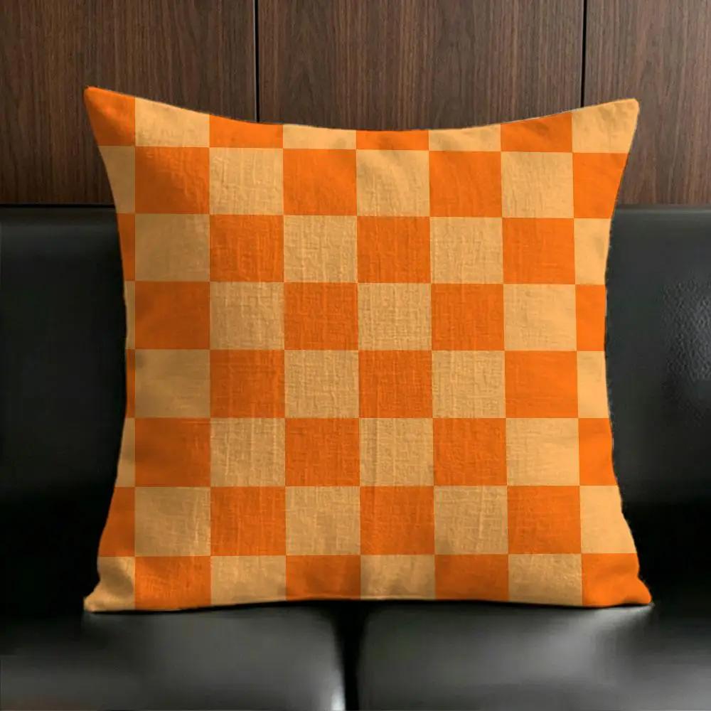 Merchandise Anime Checkerboard Cushion Cover Anti Dustmite Pillowcase Invisible Zipper Silky Short Plush Sofa Cushion Cover