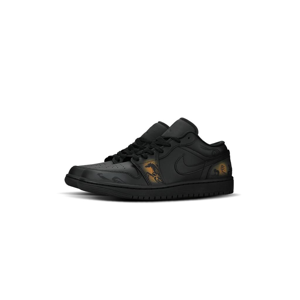 Jordan Air Jordan 1 Slip Resistant Abrasion Resistant Low top Vintage Basketball Shoes Unisex Black 553558-093(Team882)