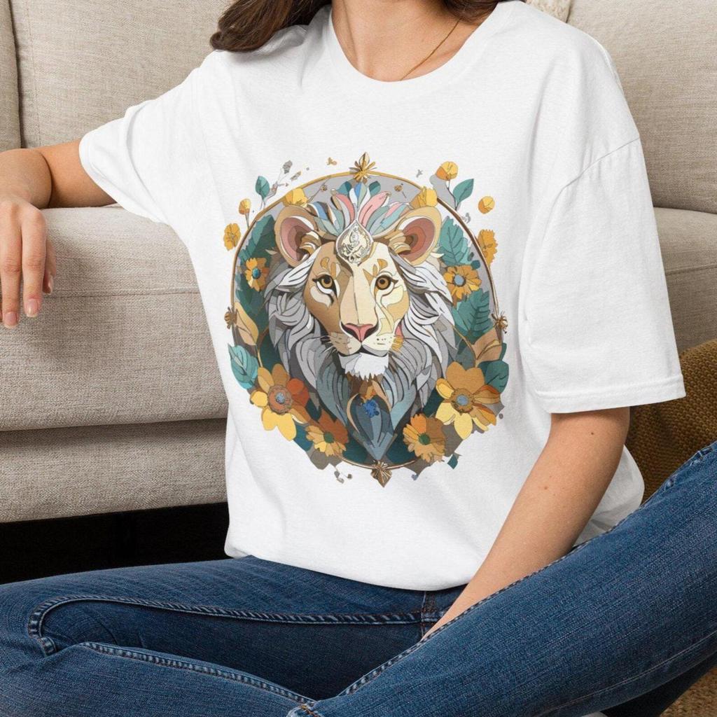 Floral Lion T-Shirt | Lion Tee Animal Medallion Tee Shirt Gift for her Mom Grandma Family Friend Sister Crew Team Party Aunt