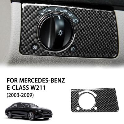Auto Interior Headlight Switch Frame Cover Trim Carbon Fiber Sticker For Mercedes-Benz E-Class W211 03-09
