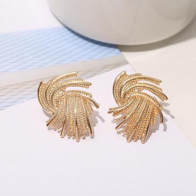 Gold Color Metal Wings Stud Earrings for Female Irregular Geometric Statement Fire-works Unique Design Women's Cool Stuff