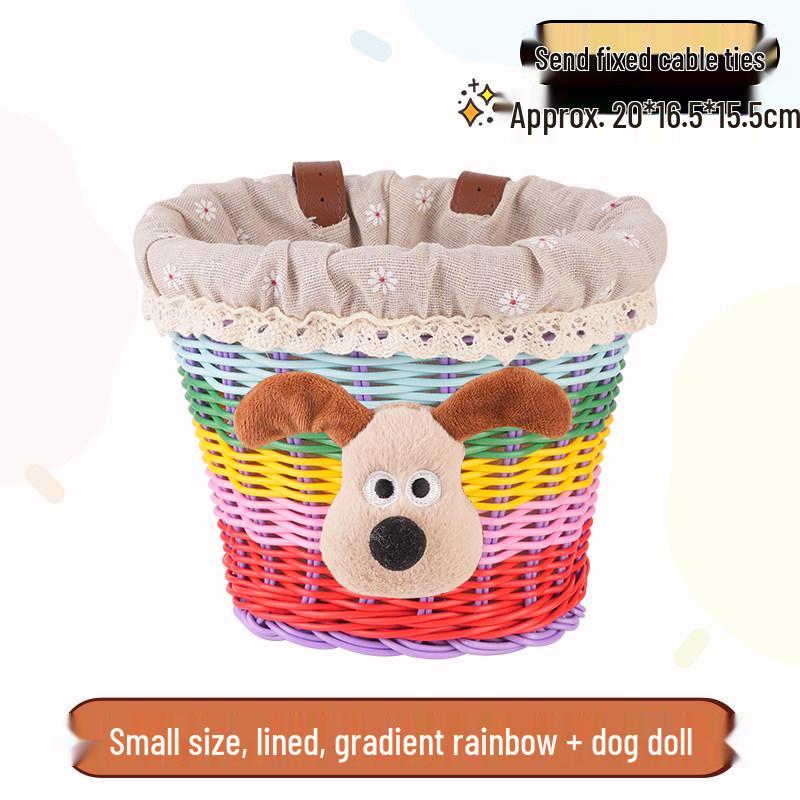 Retro Woven Front Basket for Children's Bicycles, Scooters, or Doll Strollers
