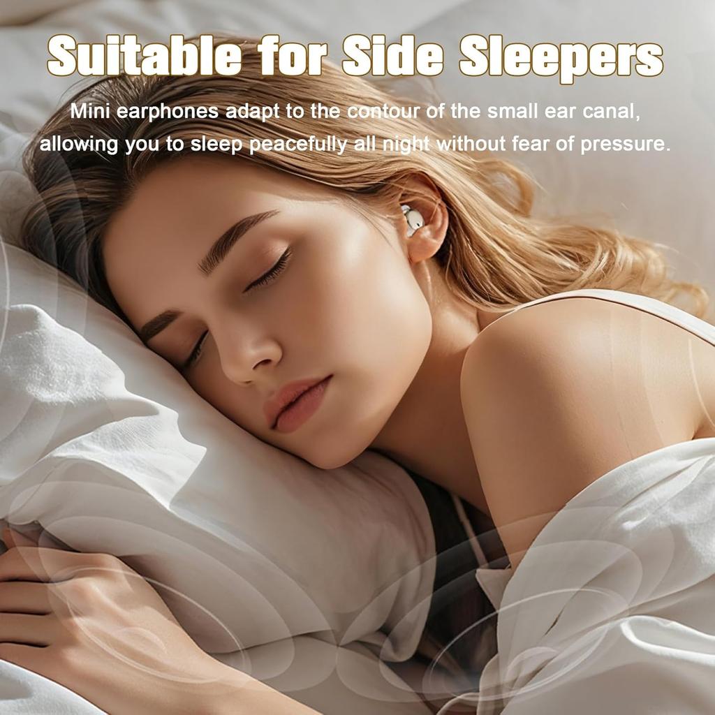 Invisible Tiny Earbuds Bluetooth 5.4 Wireless Headphones Side Sleeper Earbuds Mini Comfortable Ear Buds Small Ear  Sleeping Earphones Noise Cancelling