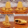 Gold Plated Sailing Ship Ornament with Yuanbao and Gold Bar for Smooth Sailing Decoration