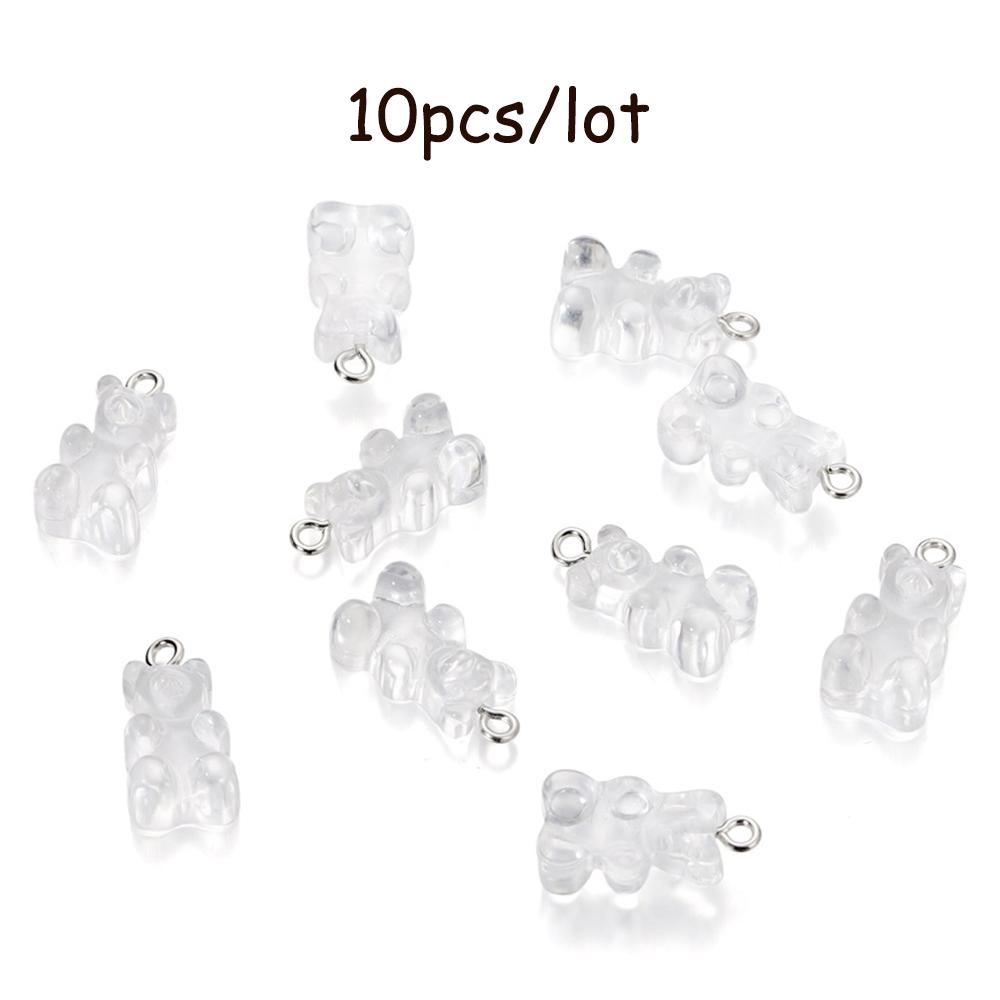 10/20Pcs Candy Bear Pendant Charms for Necklace Bracelet Earrings Jewelry Making Diy Findings Resin Bears Christmas Making
