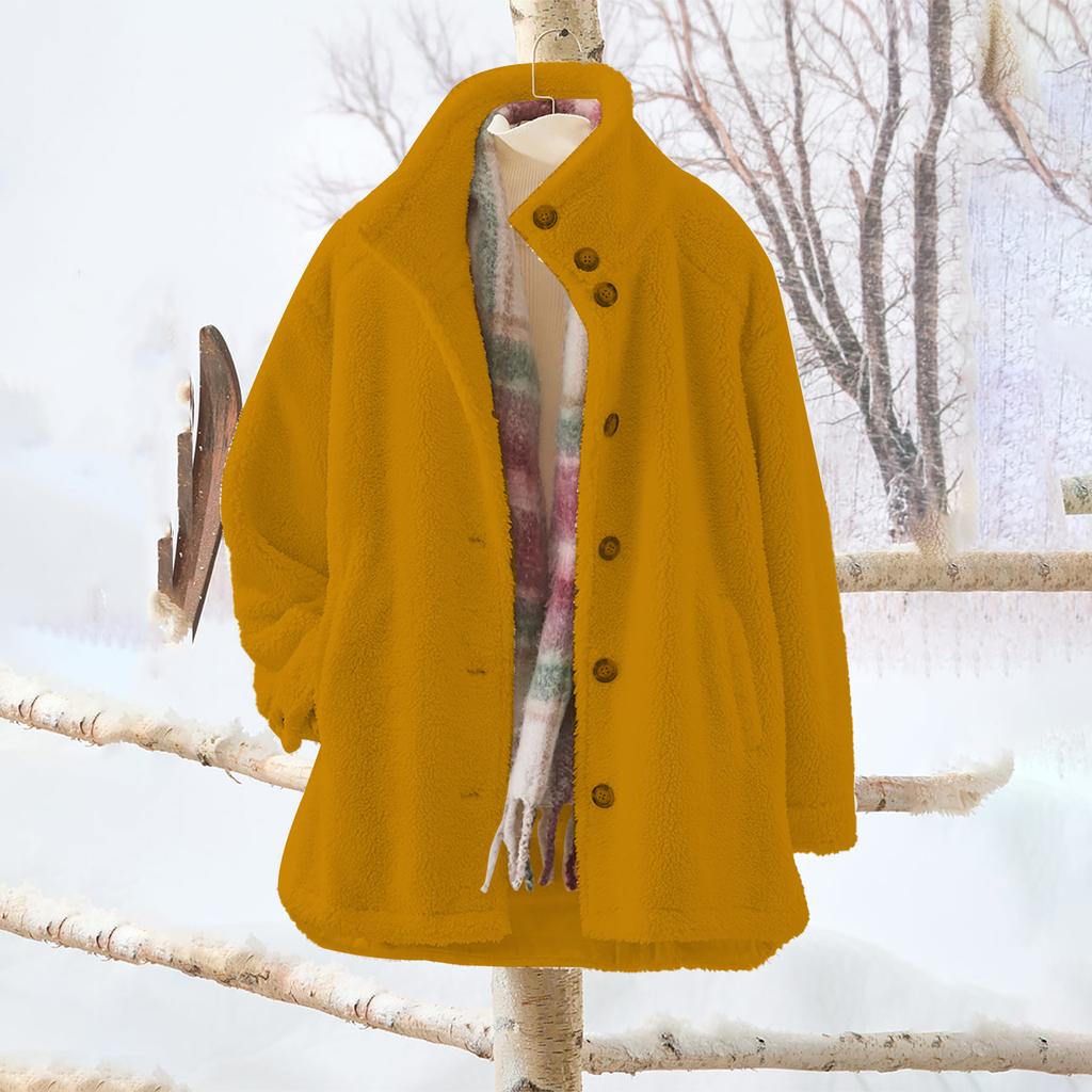 Women's Oversized Cardigan Sweatshirt With Button-Down Collar In Solid Color