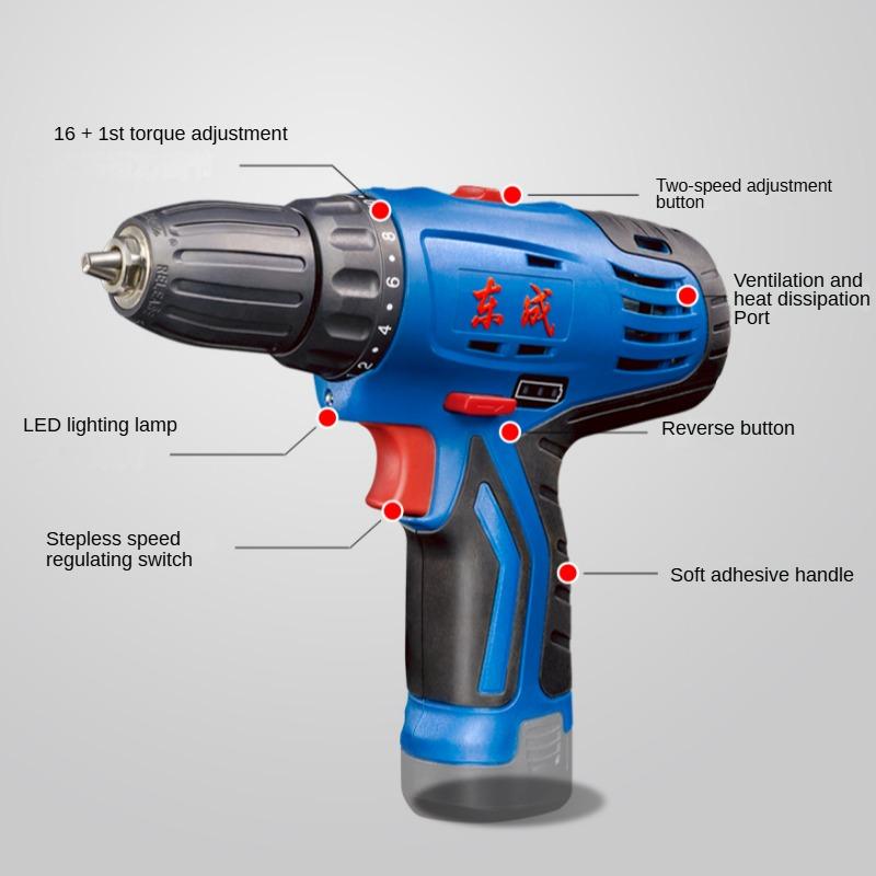 Dongcheng Electric Drill Pistol Drill Electric Screwdriver Household Lithium Battery Hand Drill Dongcheng Electric Tool DCJZ10-10Z
