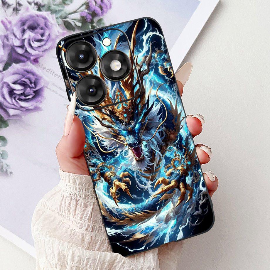 Dragon Koi Fish Landscape Phone Case For Itel A70 A60 A60s Cover Soft TPU Cartoon Bumper On Itel A27 A25 A35 A48 Shockproof Etui