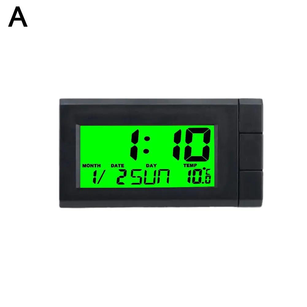 

3 цвета автомобильные часы универсальные автомобильные цифровые часы дата ЖК-температура 2 дисплея 1 фосфоресцирующий в электронном украшении N7M3 зелёный