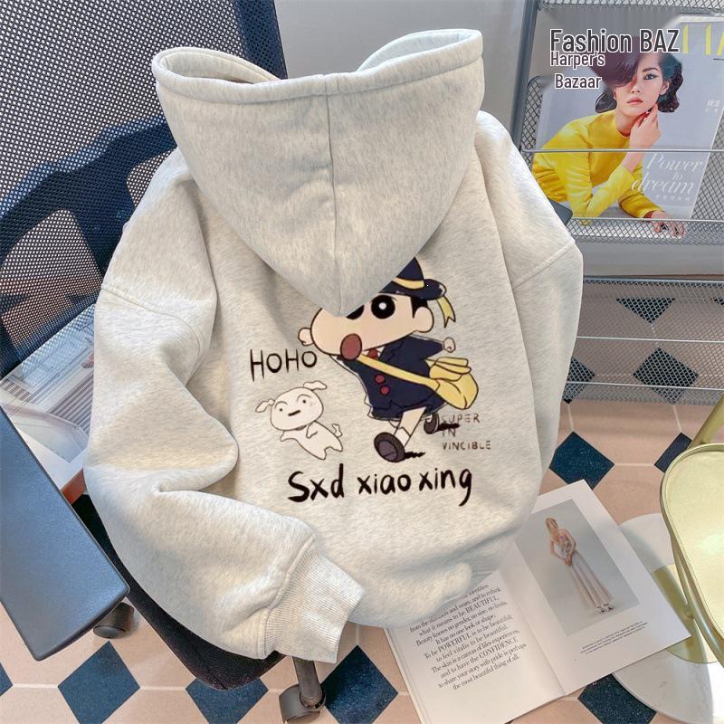 Women's Plus Size Chic Cartoon Print Hoodie - Versatile, Stylish, and Perfect for Spring.