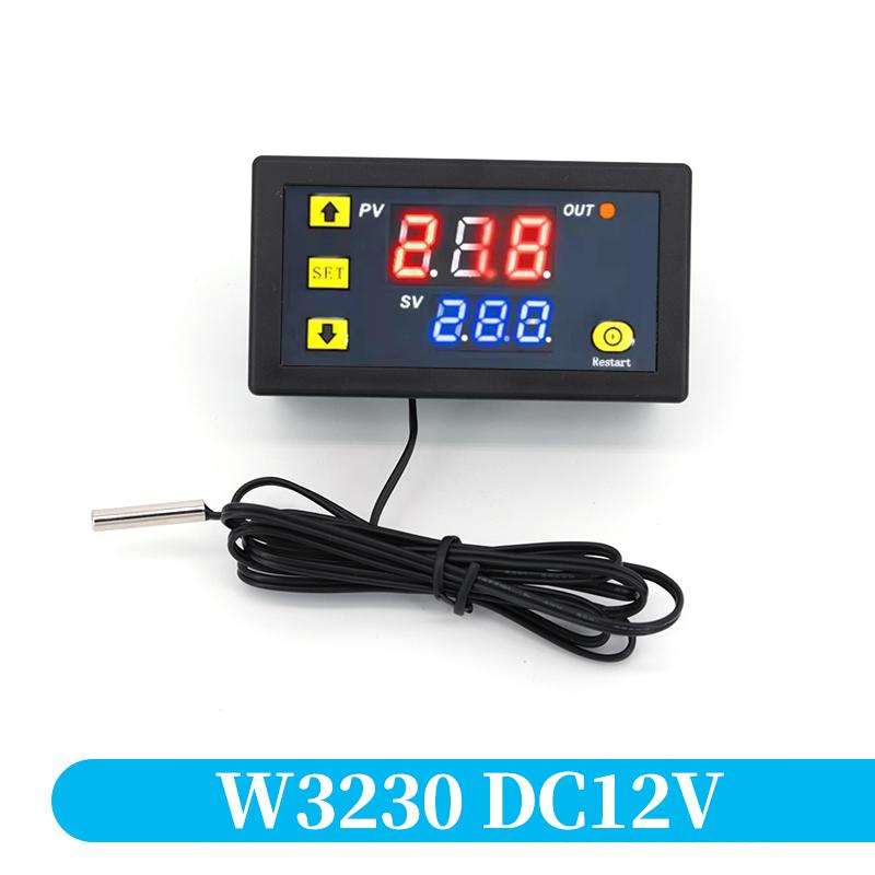 W3230 12V 24V AC110-220V Probe Line 20A Digital Temperature Control LED Display Thermostat With Heat/Cooling Control Instrument