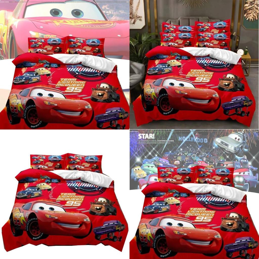 Cars Lightning Mcqueen Beddengoed Set Met Actieve Kleurstoffen Bedrukking Moderne Stijl Voor Kinderkamer Decoratie