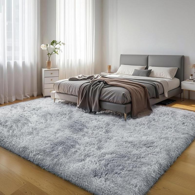 2027 Thick Area Rug Light Grey Fluffy Shag for Bedroom Ultra Soft Plush Fuzzy Washable Carpet for Living Room Dorm Nursery Shaggy Kids Baby Girls Boys