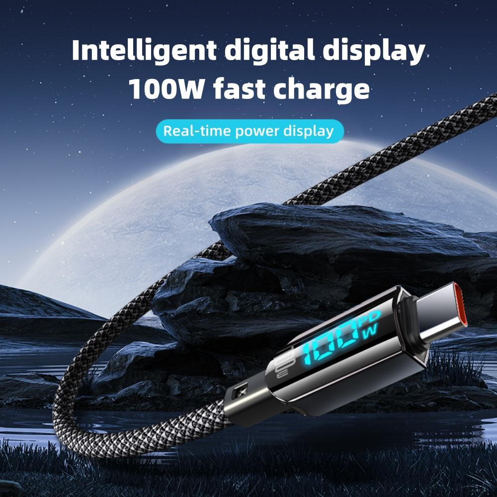 5A 100W Digital Display USB Cable 66W Type C Fast Charging Charger USB-C Cable for Xiaomi Huawei Poco Samsung Oneplus for Apple