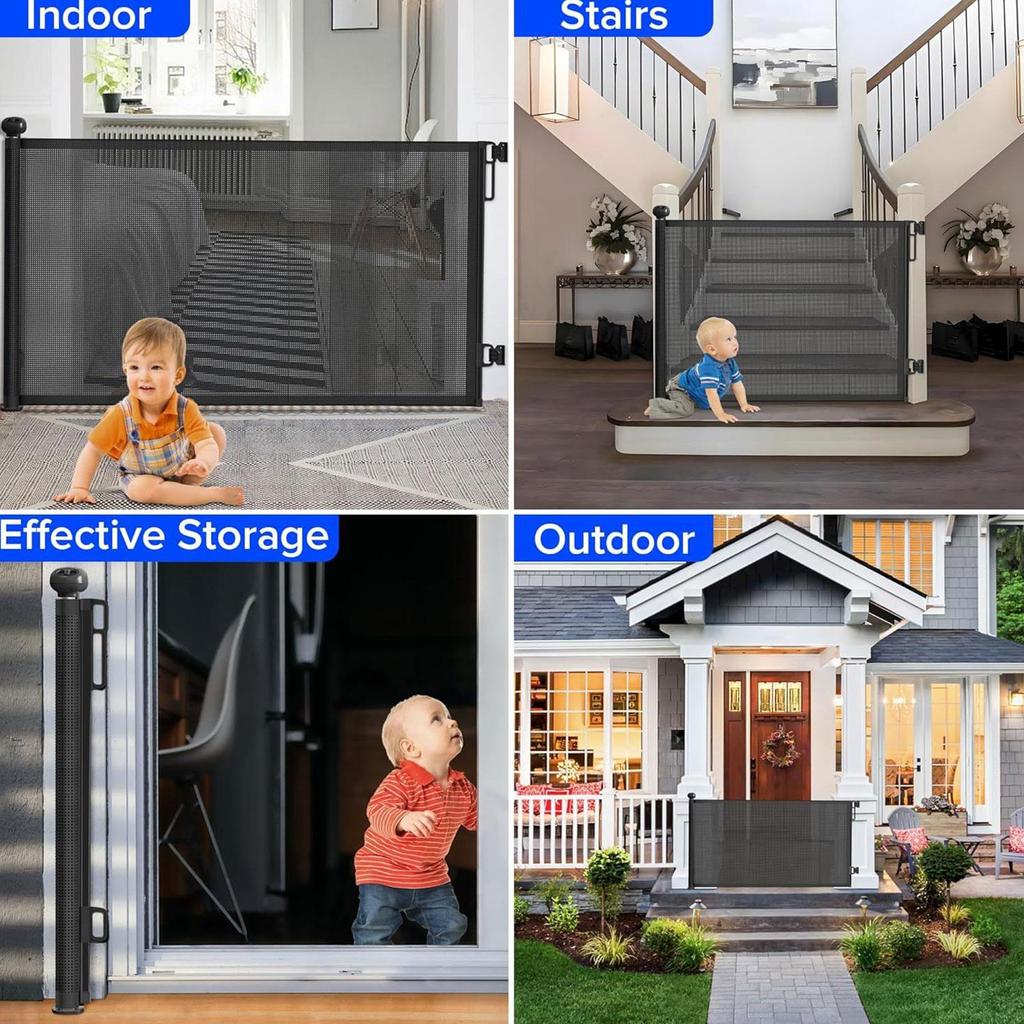 Automatic Pet Mesh Isolation Net Retractable Pet Gate For Kid Dog Fence Easy Install Pet Gate For Stairs Doorways Outdoor