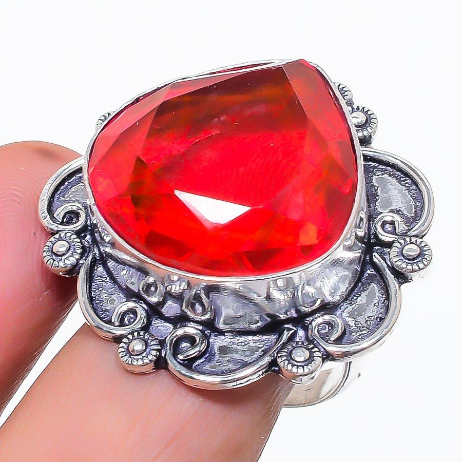 

Натуральный гранат драгоценный камень ручной работы 925 стерлинговое серебро ювелирное кольцо размер 12 O0d73