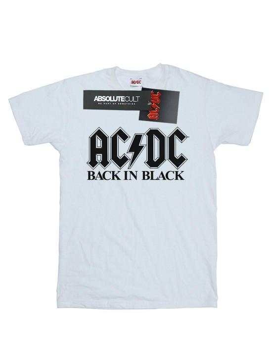 AC/DC Womens/Ladies Back In Black Logo Cotton Boyfriend T-Shirt