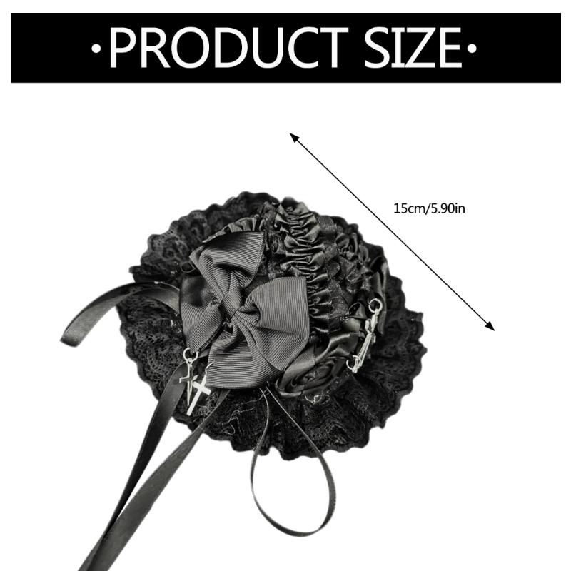 Small Hat Ribbon Lace Barrettes for Women Flapper Fascinator Accessories for Cosplay Elegant Crosses Rose Cosplay