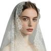 Vintage Lace Bridal Veil Short Mantilla Wedding Headcover Ruffle Edge Brides Headpiece for Wedding Ceremony Party