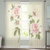 Vintage Peonies Sheer Curtains Transparent Voile Tulle Drapes For Living Room Bedroom Window Floral Home Decor