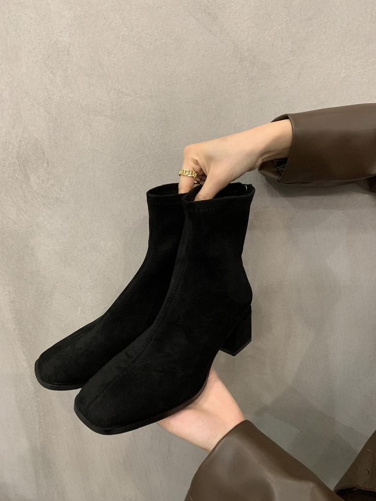 Coarse Heel Khaki Small Short Boots Women's Shoes Autumn and Winter Korean Foreign Style Ankle Boots Martin Boots