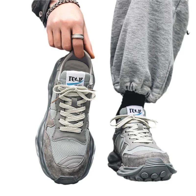 Vyriški tinkliniai platforminiai sportbačiai Kvėpuojantys vyriški batai Suvarstomi vyriški bėgimo batai Patogūs vyriški vulkanizuoti batai Zapatillas