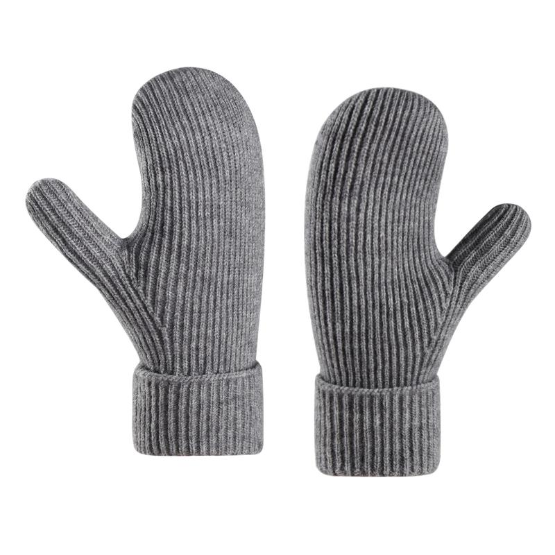 New Knitted Gloves Winter Double Layer Velvet Thickened Warm Cover Gloves Finger Gloves