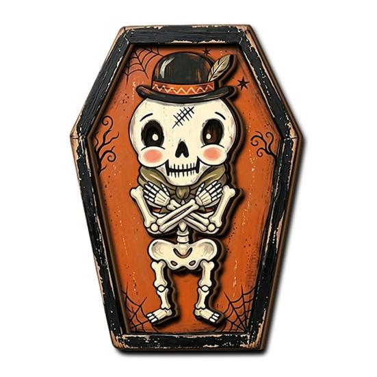 Fall Home Decor for Tables Vintage Halloween Wooden Decor, Cat Mummy Skeleton Figurines, Festive Tabletop Farmhouse Centerpiece Shelf Mantel