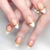 24Pcs French Style Fake Nails 3D Bowknot Designs Short Square Press On Nails Sweet Korean Fashion False Nail for Women Girl