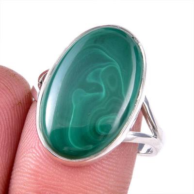 Natural Malachite Gemstone 925 Solid Sterling Silver Jewelry Ring Size 9 Y0M43