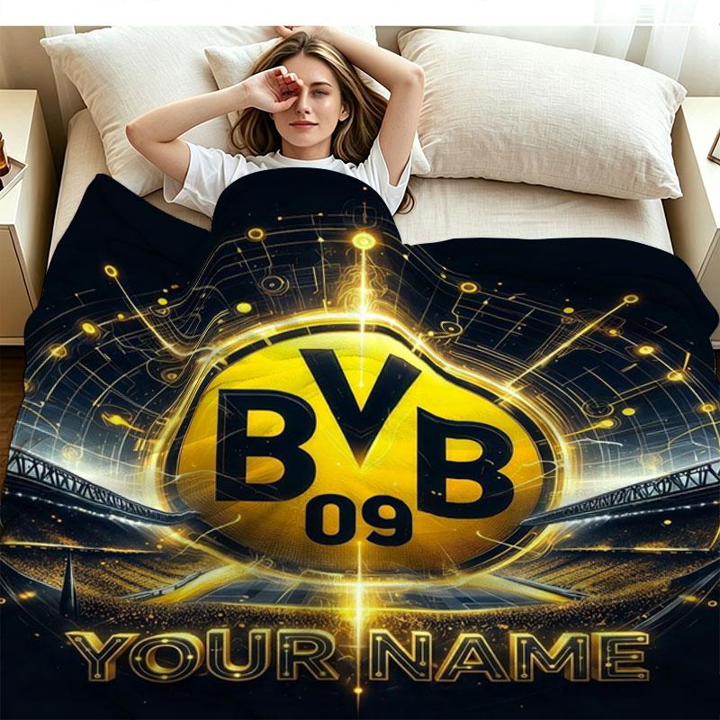 1PC Borussia Custom Name Patterned Flannel Blanket Suitable For All Seasons for Home Decor Warmth and Comfort Gifts Holiday Present