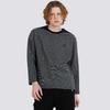 CUSTOMUS Contrast Shoulder Yarn-Dyed Stripe Long Sleeve Round Neck T-Shirt Cxs25Fkrt802 Gry