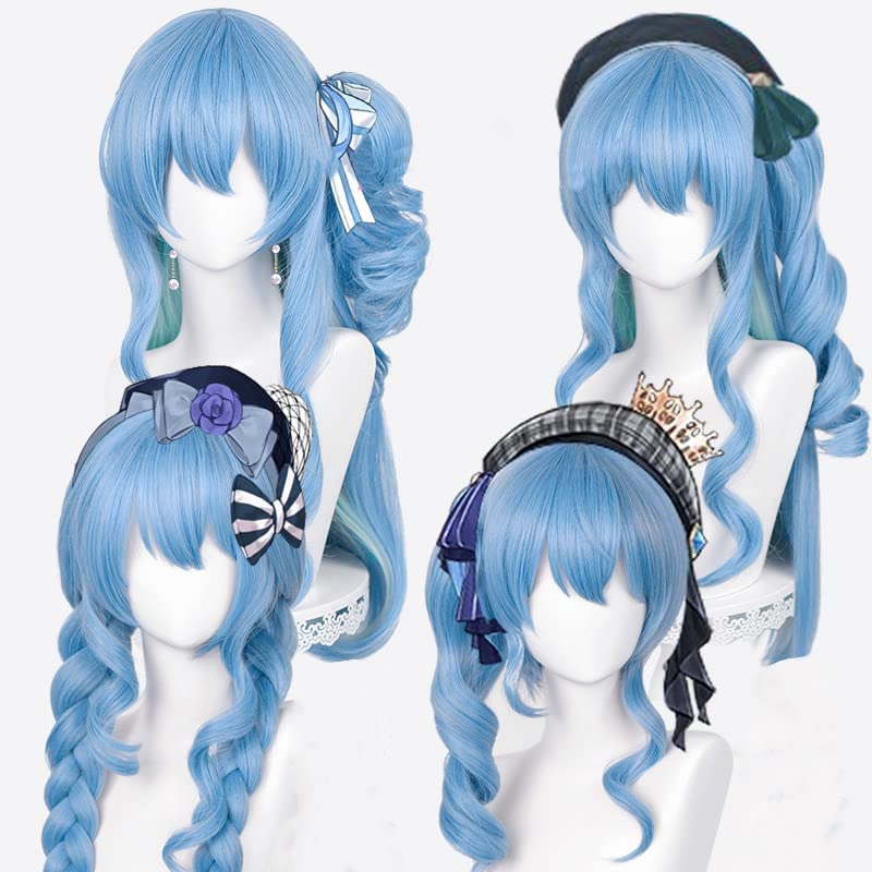 Cosplay Suisei lämplig för cosplay med dedikerat nät och blå värmetålig peruk, Hoshimachi, förklädnad, peruk, kam, (c)