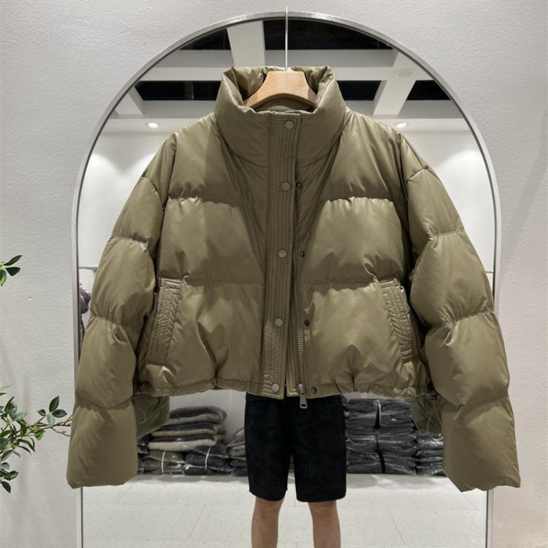 Short Down Jacket Women's Autumn and Winter New Korean Version Loose Thickened PU Leather Bread Jacket