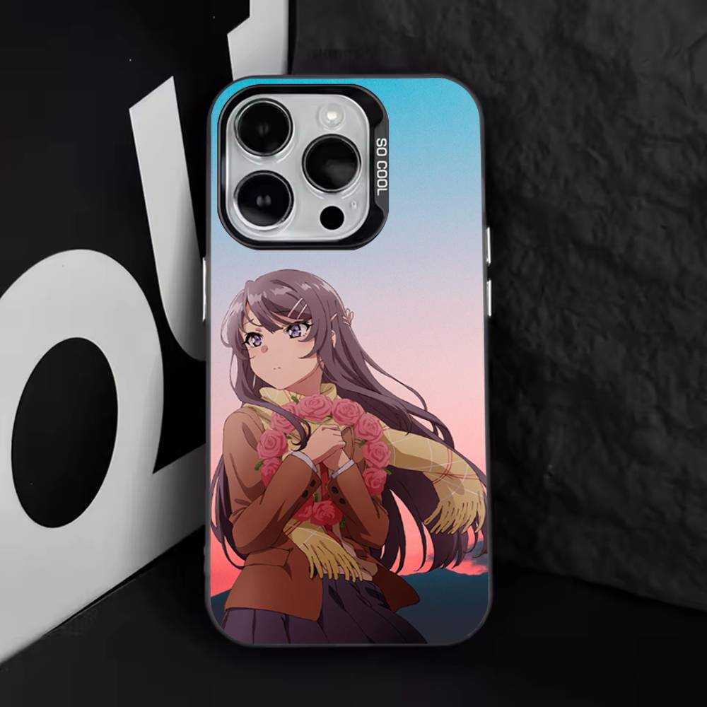 Anime Mai Sakurajima Phone Case For iPhone 16,15,14,13,12,11,8,7,Pro,Max,Plus,Mini,XS,SE Anti Fall Black Matte Hard
