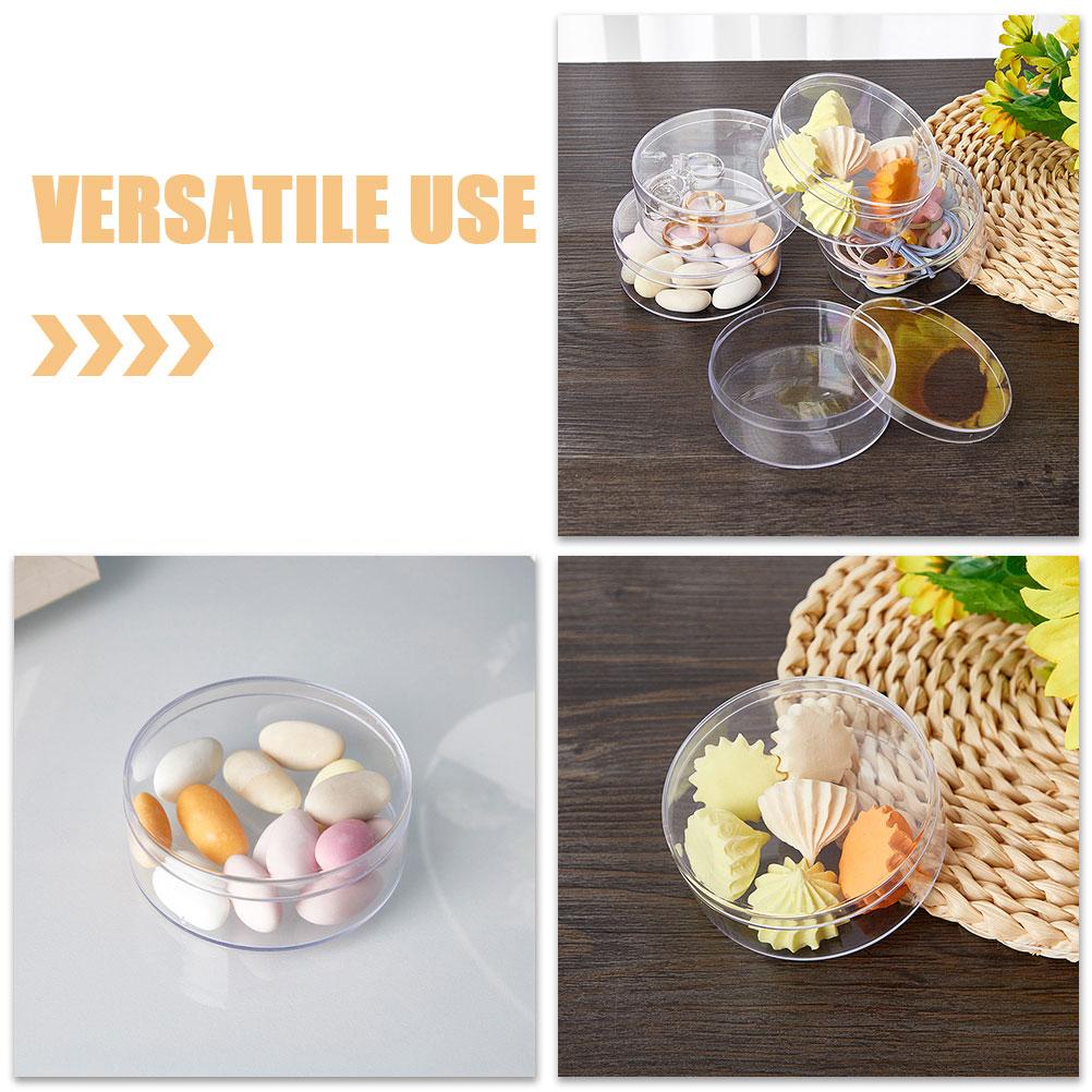6pcs 12cm Clear Round Candy Box With Lid Transparent Party Favor Boxes Wedding Small Storage Containers For Jewelry Beads Crafts