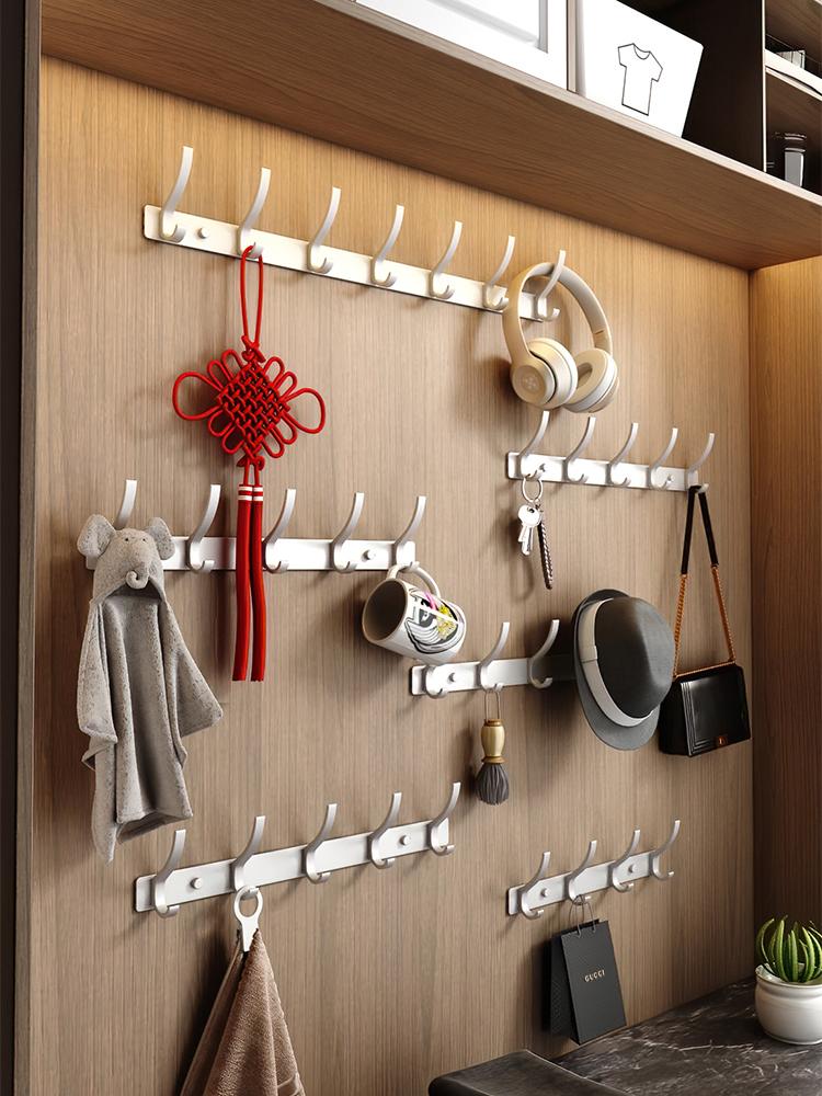 No Drill of Door Hooks, Space Aluminum, Non Perforated Bathroom Hooks, Bedroom Storage, Clothes Hanger Hooks, Wall Clothes Hook