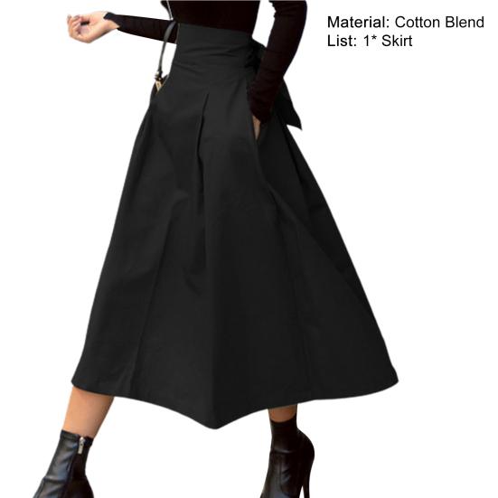 Spódnica Midi Jednolity Kolor Kokardka Wiosna Lato Słodka Dopasowana Spódnica na Co Dzień