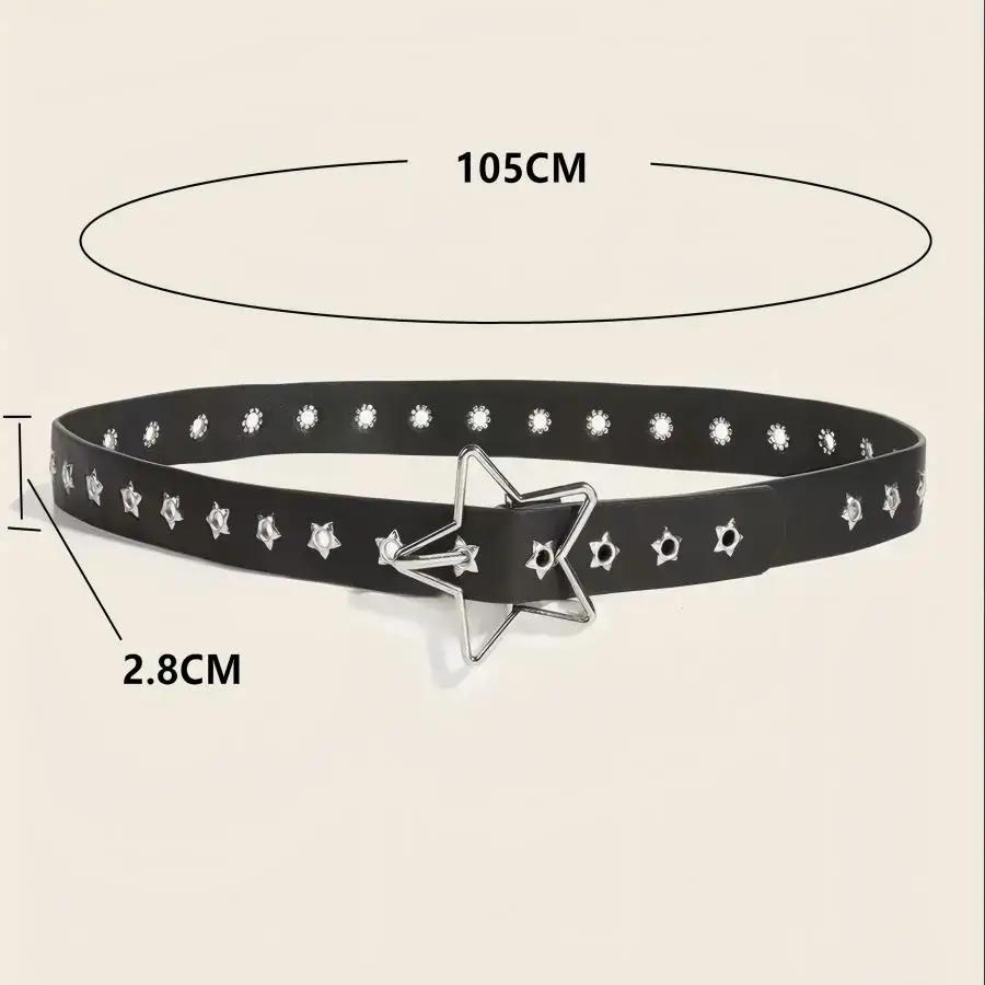 Punk style star buckle decorative belt with multiple holes, small star shaped eyes, multifunctional belt, suitable for fashionab