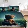3-teiliges Anime-Teddybär-Bettwäscheset - Enthält einen Bettbezug und zwei Kissenbezüge (Kein Kern) - Perfekt für Schlafzimmer- und Gästezimmerdekoration,