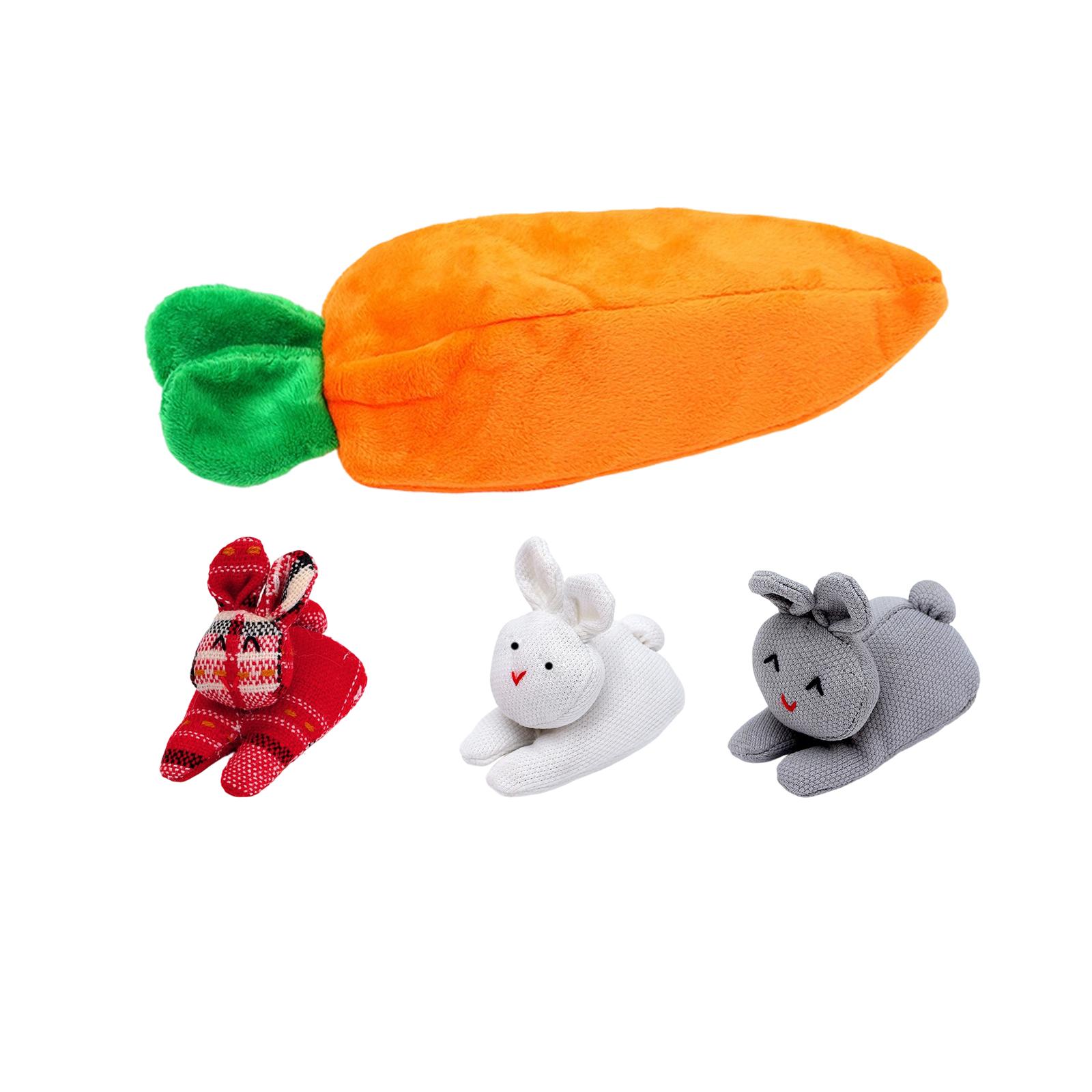 Three Bunnies And Carrot Plush Wallet - Cute Easter Bunny Coin Purse And Toy, Perfect For Girls, Kids And Easter Basket Gifts One Size