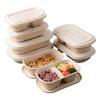 OLOEY 850ml Double Compartment Bagasse Disposable Lunch Boxes with Lids