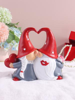 Valentine's Day Resin Fairy Sculpture Love Couple Gnome Figurine for Bedroom, Living Room, and Entryway Decoration