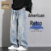 Jeanswest Men's American-Style Retro Loose-Fit Wide-Leg Jeans