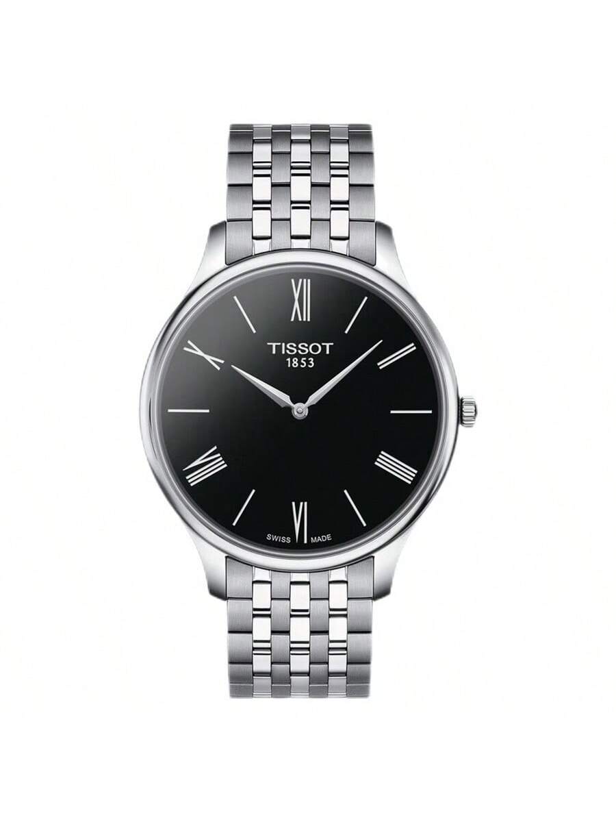 Tissot men s quartz watch, stainless steel strap, 30m water-resistant T063.409.11.058.00 чёрный