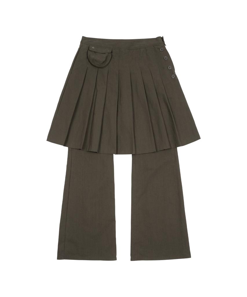 THE COLDEST MOMENT Tcm Skirt Layered Pants (Brown)