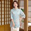 Elegant Imitation Silk Frog Button Top: New 2026 Chinese Style, Short-Sleeved for Middle-Aged & Elderly Women