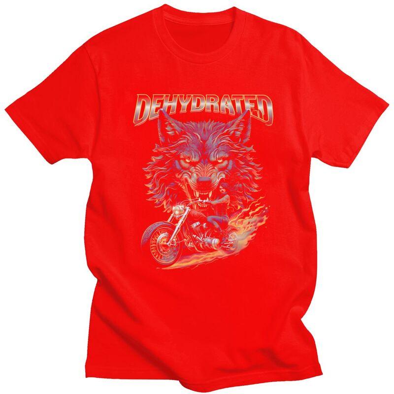 Dehydrated Wolf Biker T Shirts Unisex Tshirt Summer Streetwear Casual Graphic Tee For Husband 100 Cotton Slim Fit Clothes S
