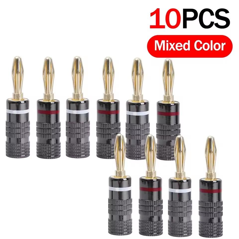 Universal Gold-plated Metal Banana Plugs Solder Free 4MM Banana Connector with Screw Lock For Audio Jack Speaker Amplifier PlugsGood Product