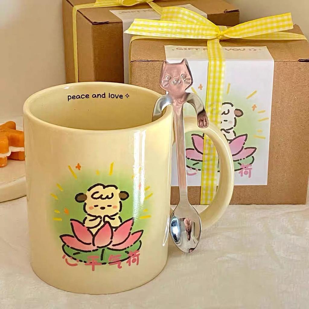Cartoon Ceramic Mug High Looking Home Dormitory Breakfast Milk Cup Business Personal Gift Gift
